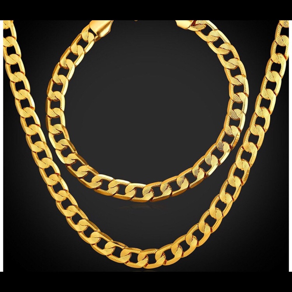 18k gold 7mm Miami Cuban set